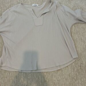 Hashtags Beige V-Neck Long Sleeve Top